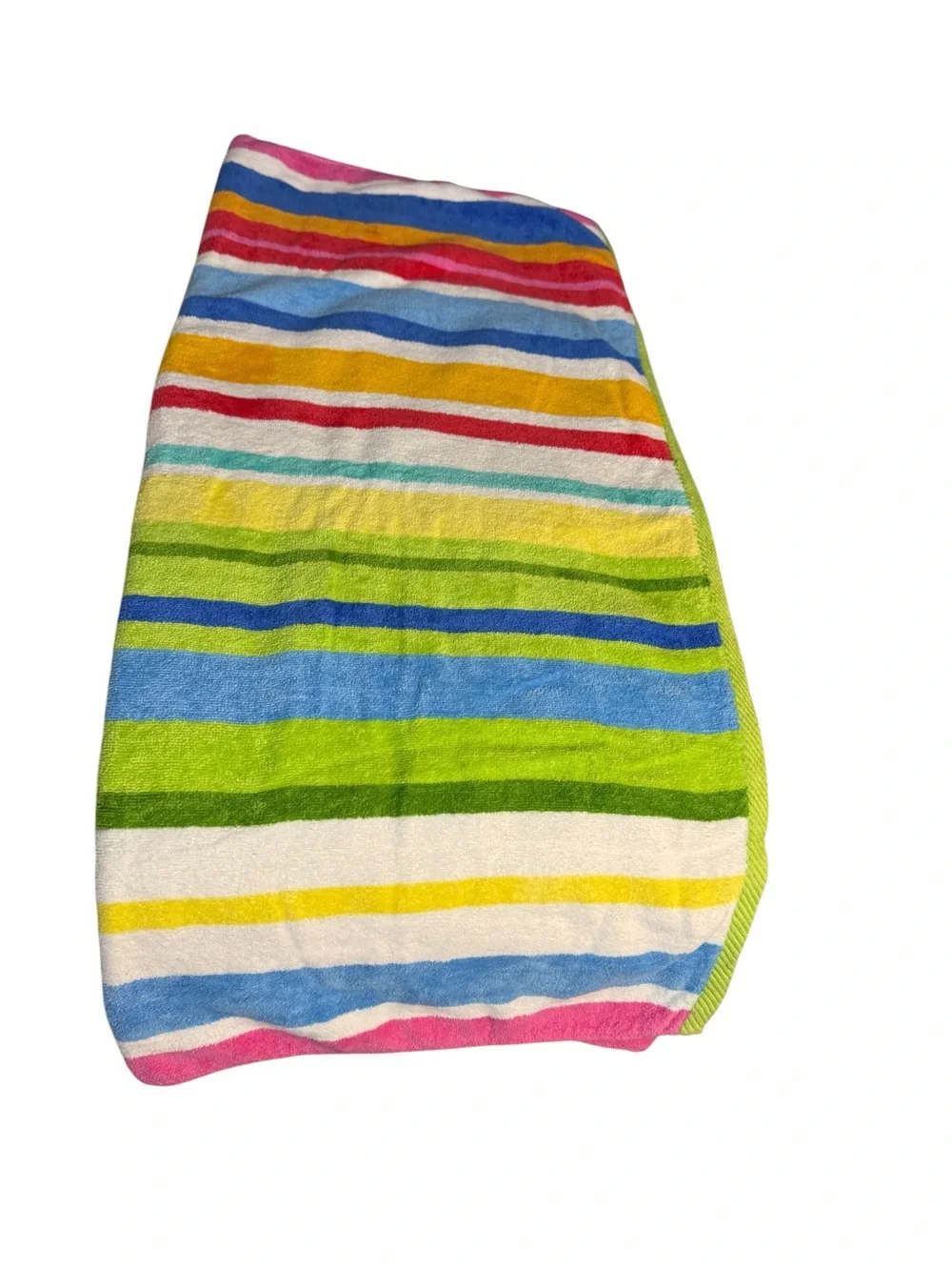 Oversized Bright Multicolor Striped Beach Towel - Green, Yellow, Aqua, Red, Blue